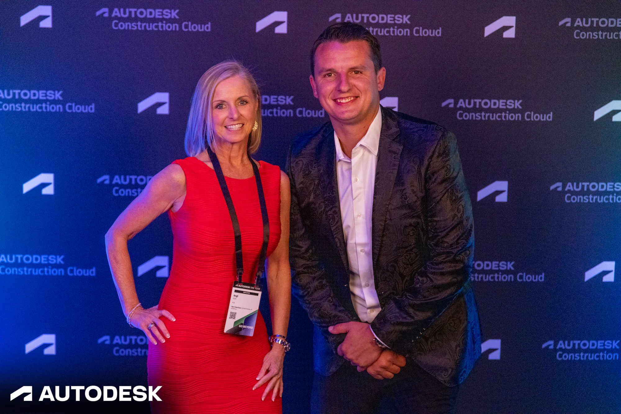 The two smiling, hands on hips at the Autodesk OTC Awards 2023