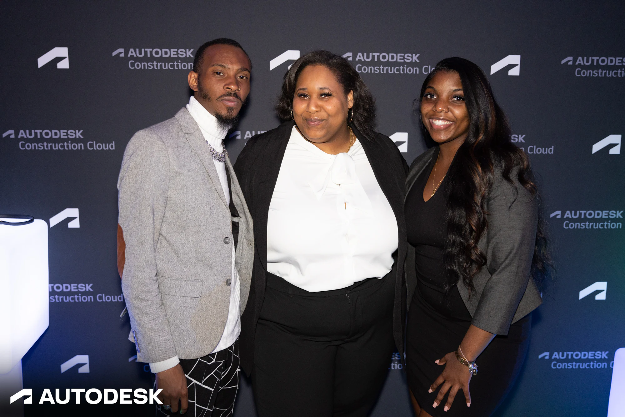 The three smiling at the camera at Autodesk Awards Atlanta 2023