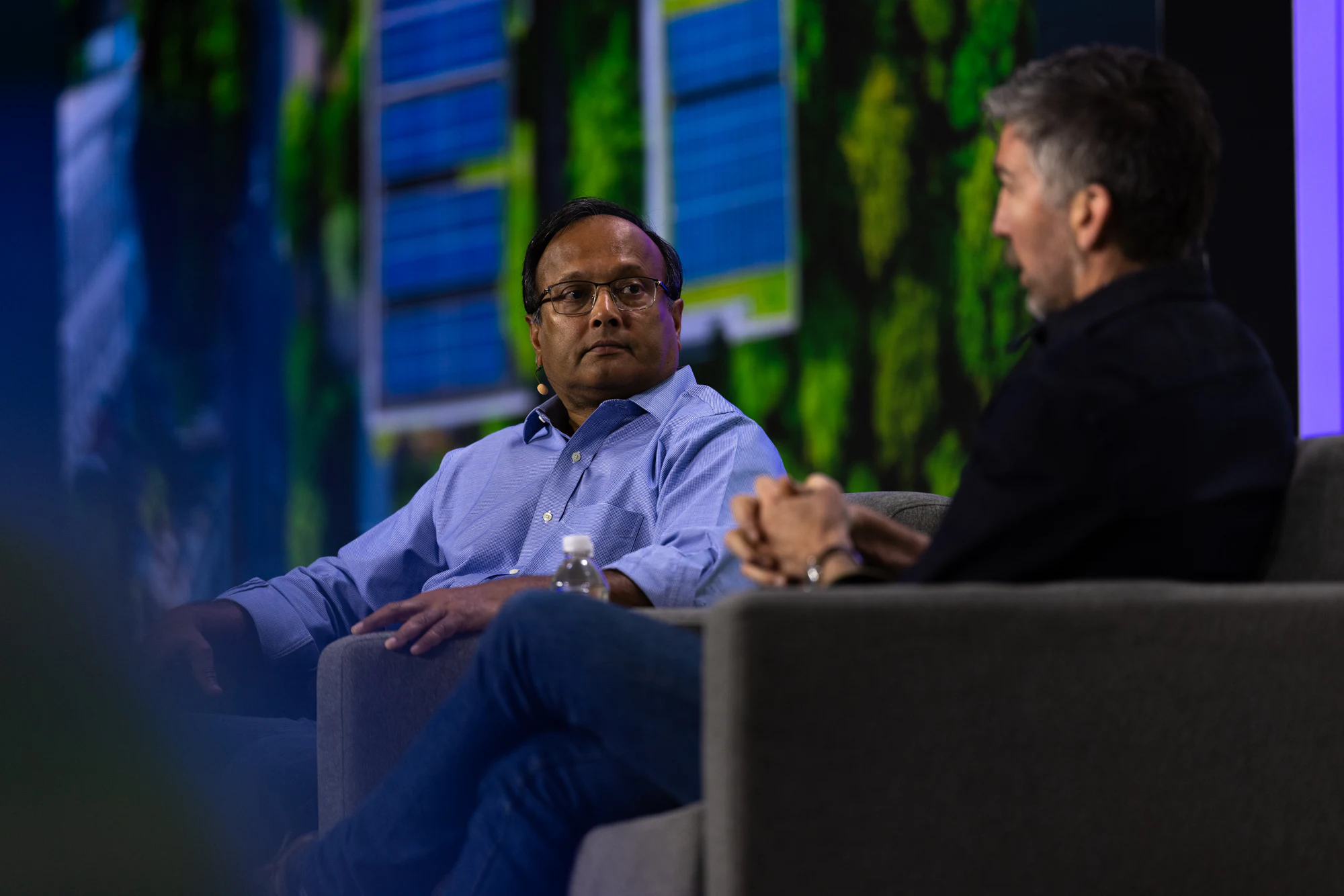 The keynote: the two speakers seated in conversation at Autodesk at CONEXPO-CON/AGG 2026