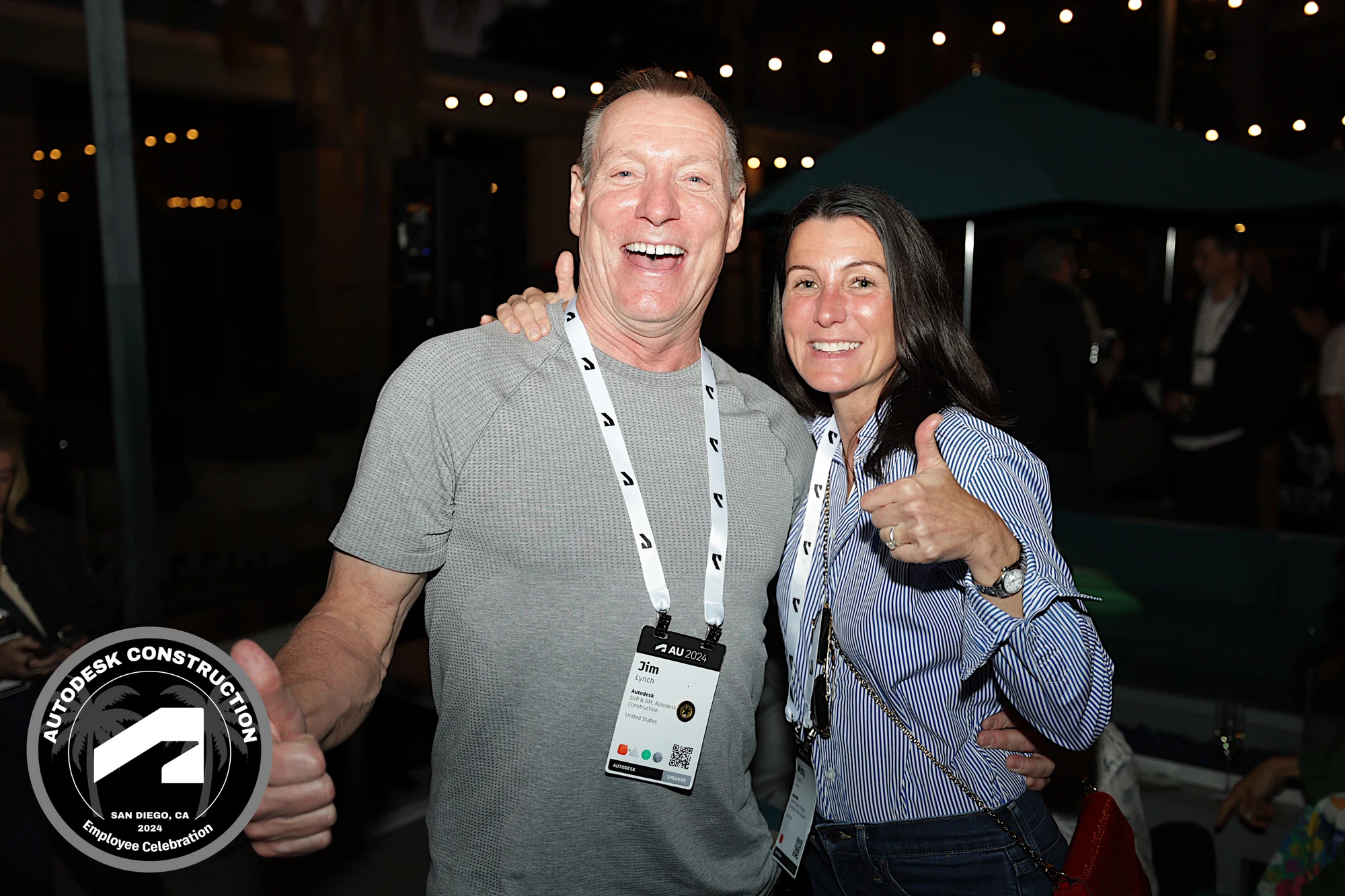 Couple laughing together at Autodesk University 2024