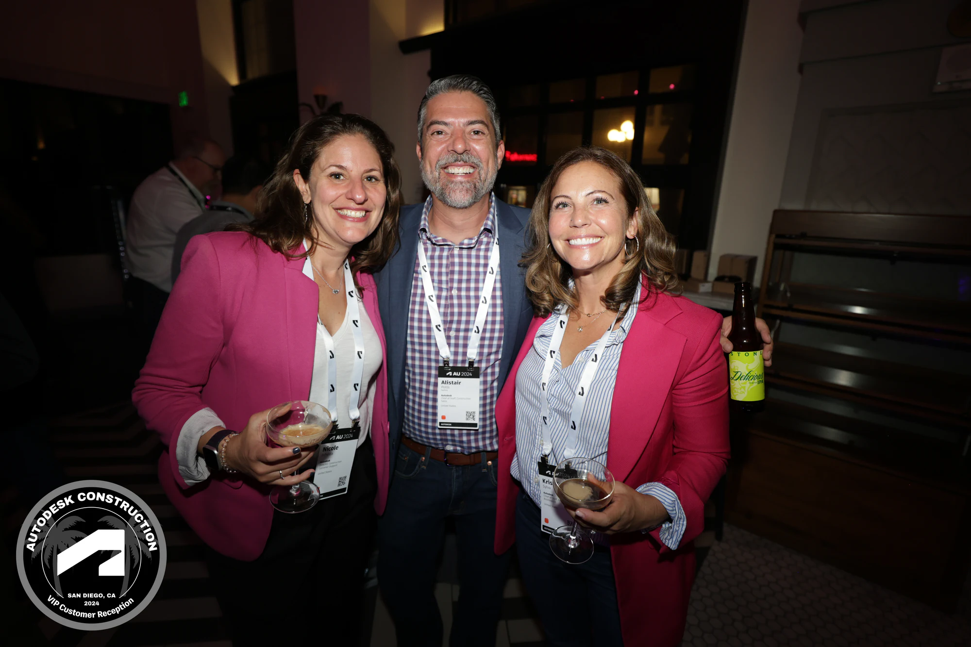 VIP reception: three together, badges visible at Autodesk University 2024