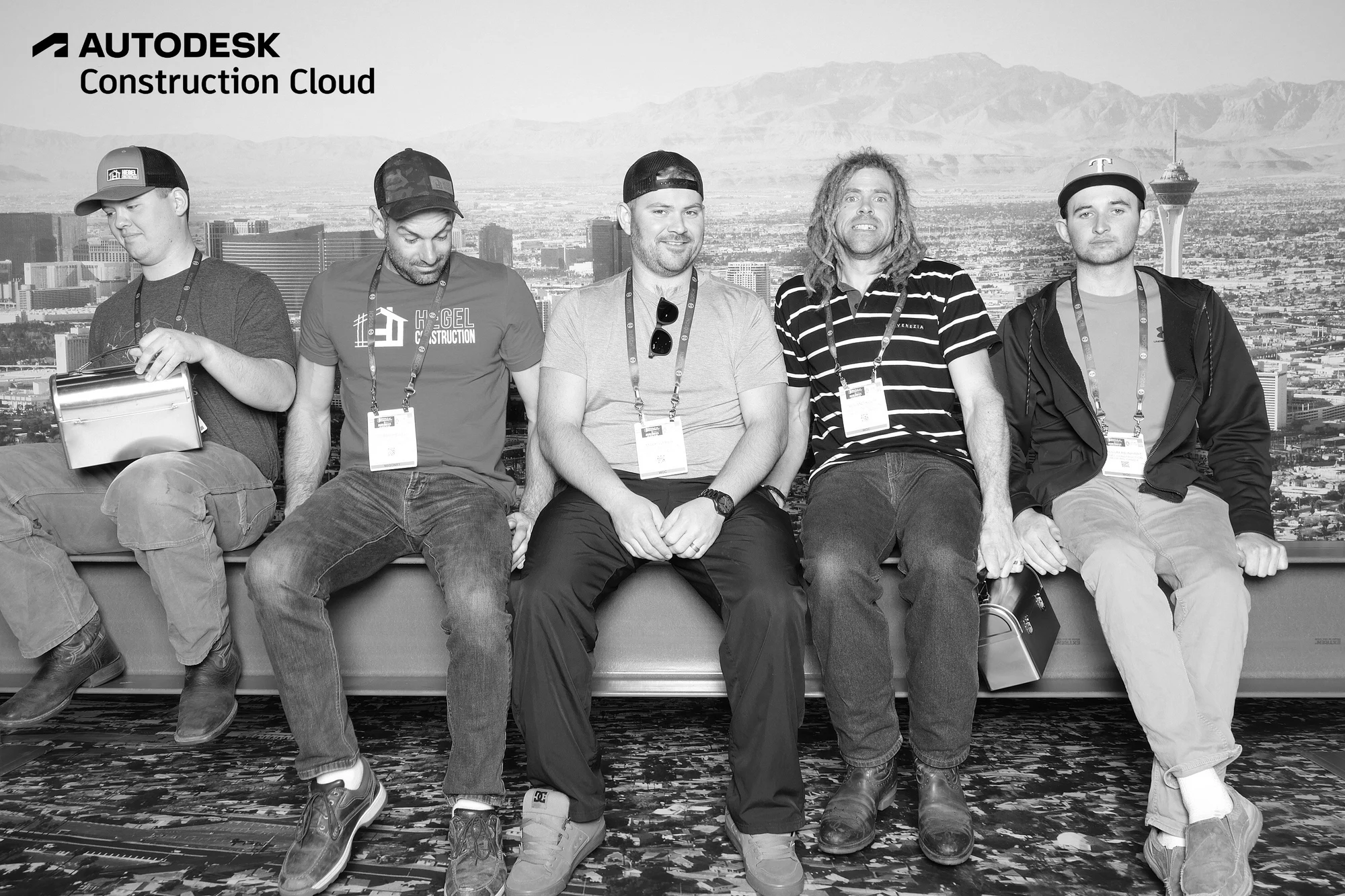 The five on the beam, one opening his lunchbox at Autodesk at World of Concrete 2025