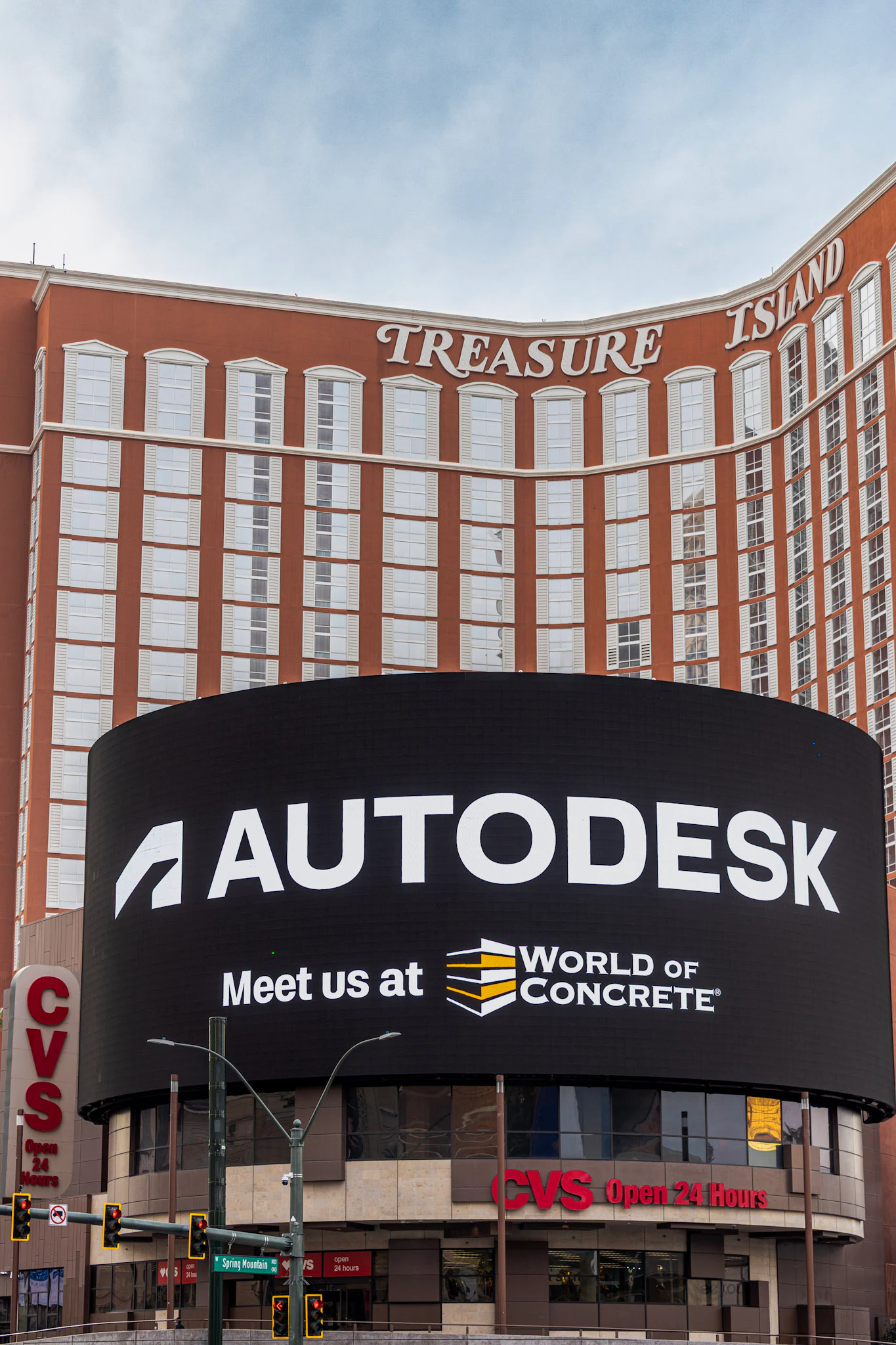 The same screen reading “Autodesk, meet us at World of Concrete” at Autodesk at World of Concrete 2026