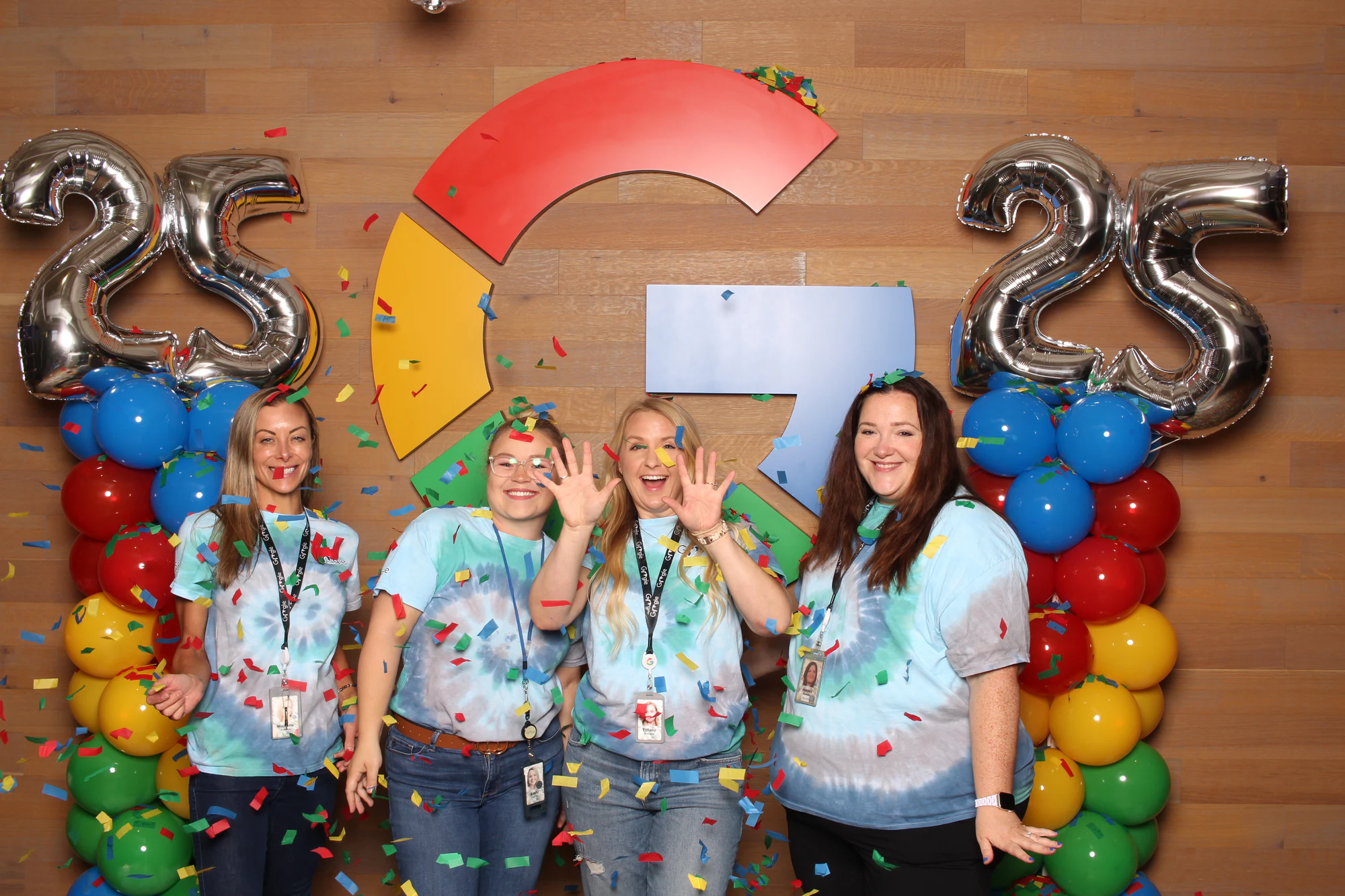 The four women laughing with their hands up at Google’s 25th Birthday