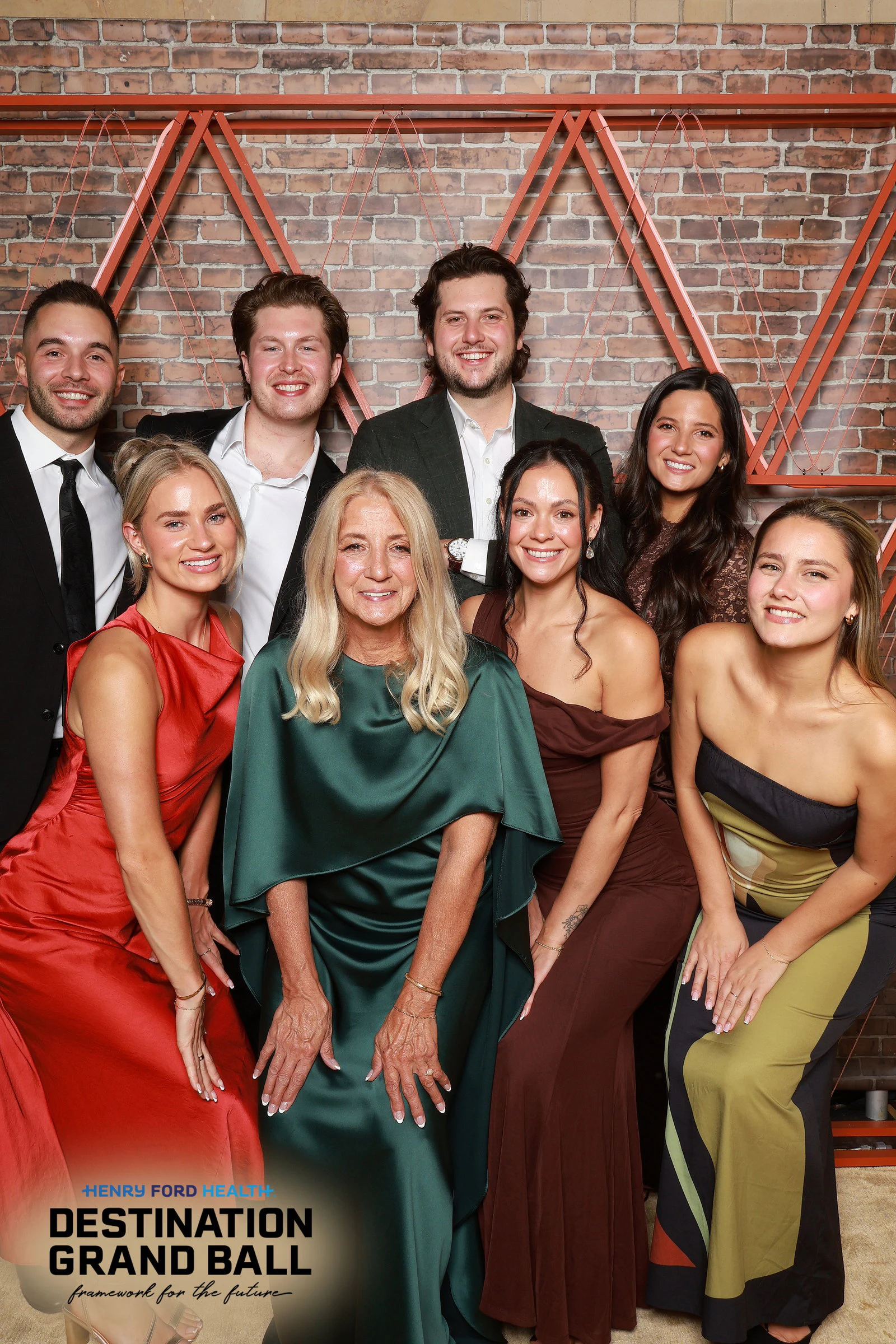 The ten guests together, a few hands on hips at Henry Ford Health Grand Ball