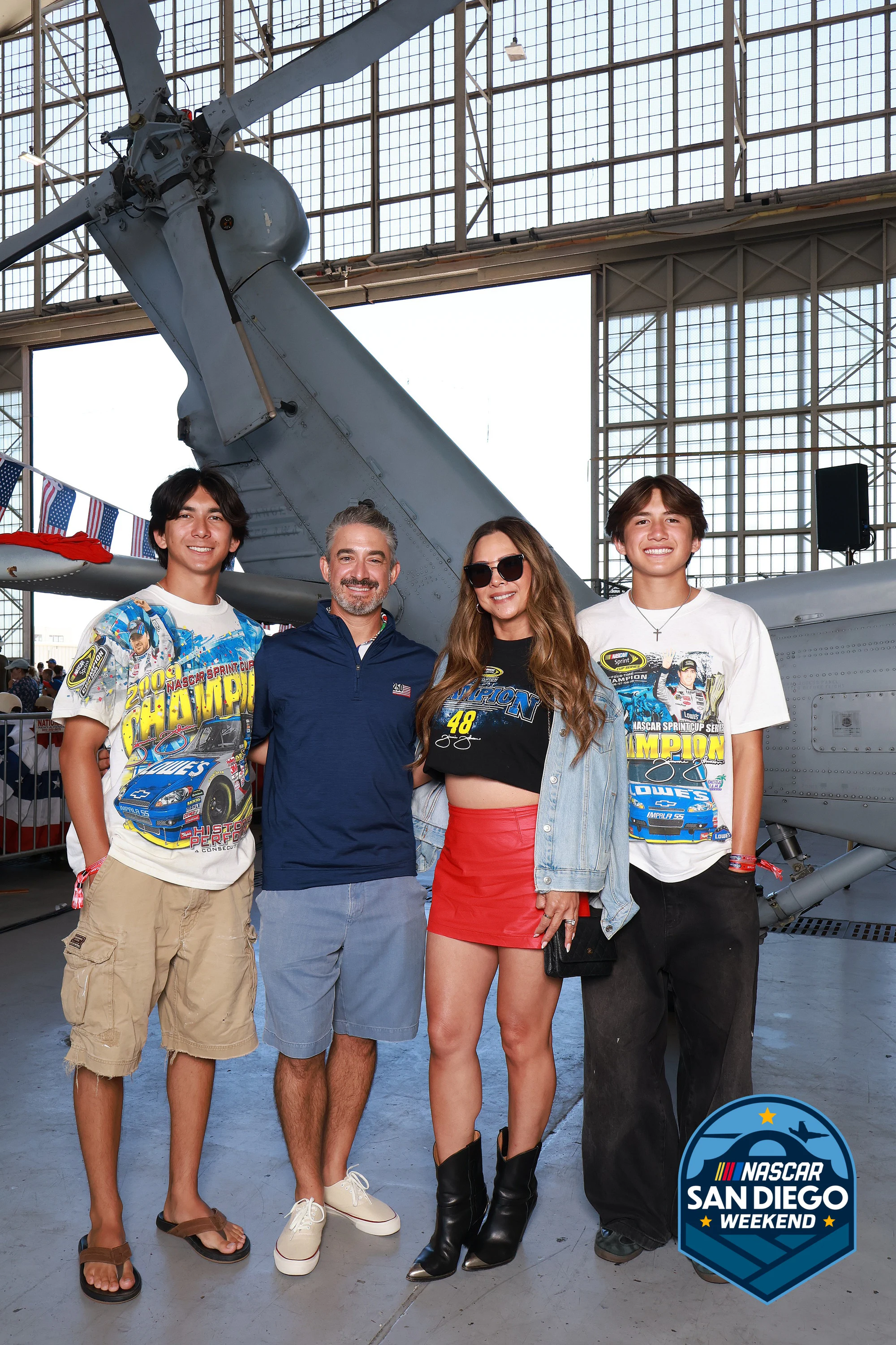 Four in bright shirts at NASCAR San Diego