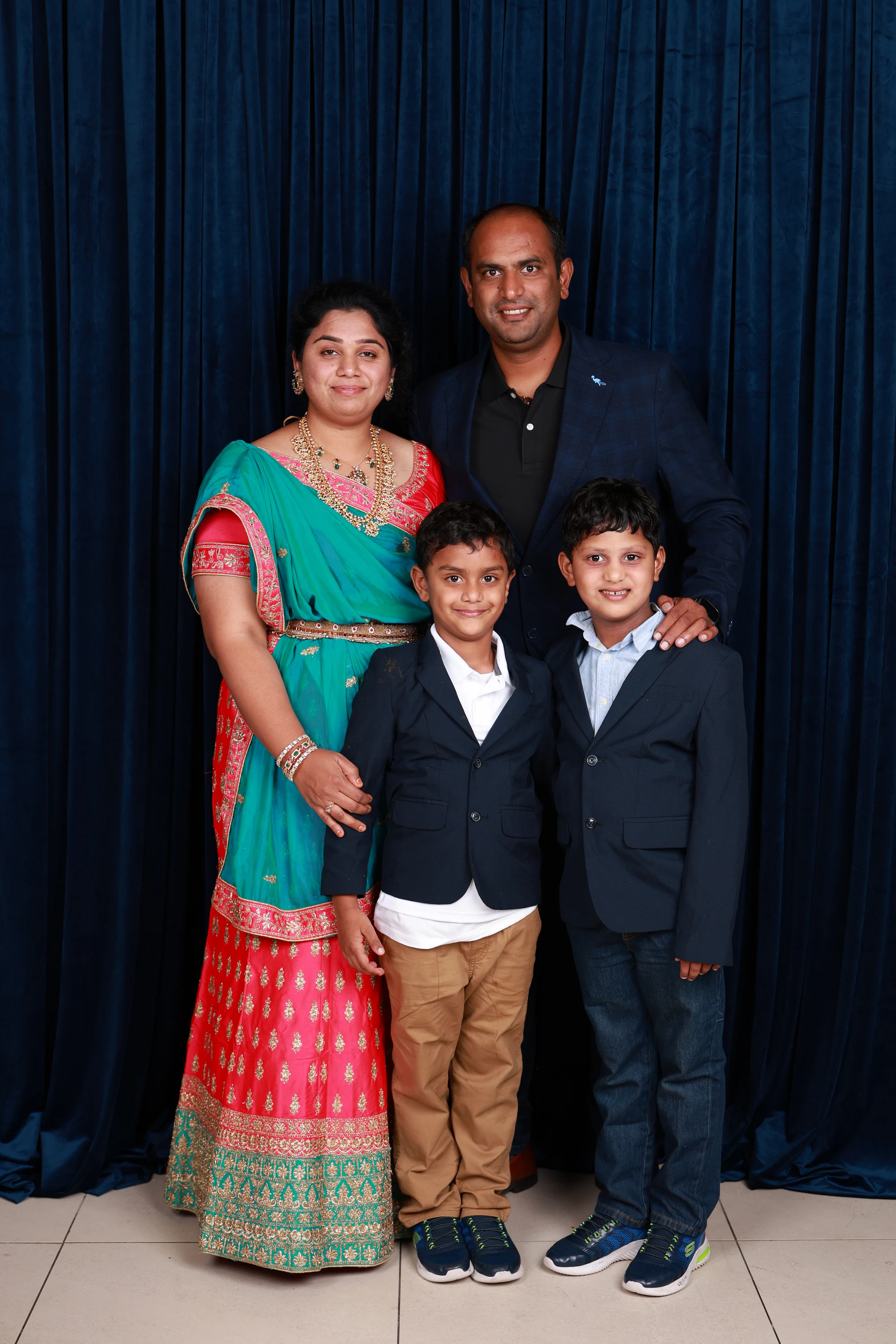 The same boys with their parents at Ramya + Sreehari