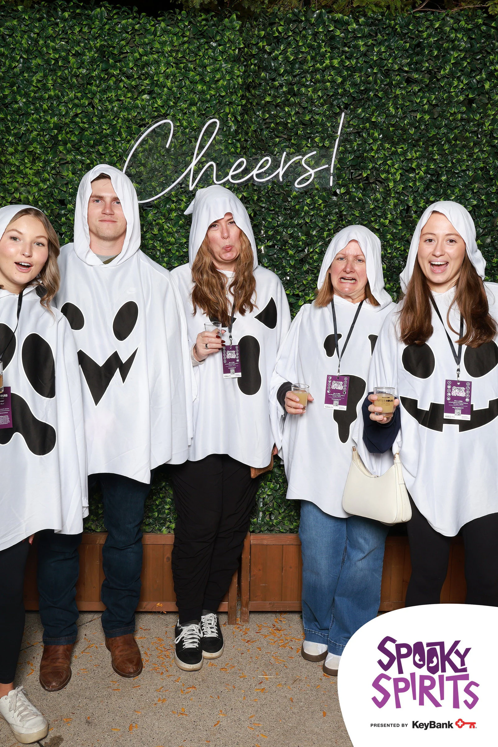 The seven ghosts standing in a row at Spooky Spirits at the Detroit Zoo 2026
