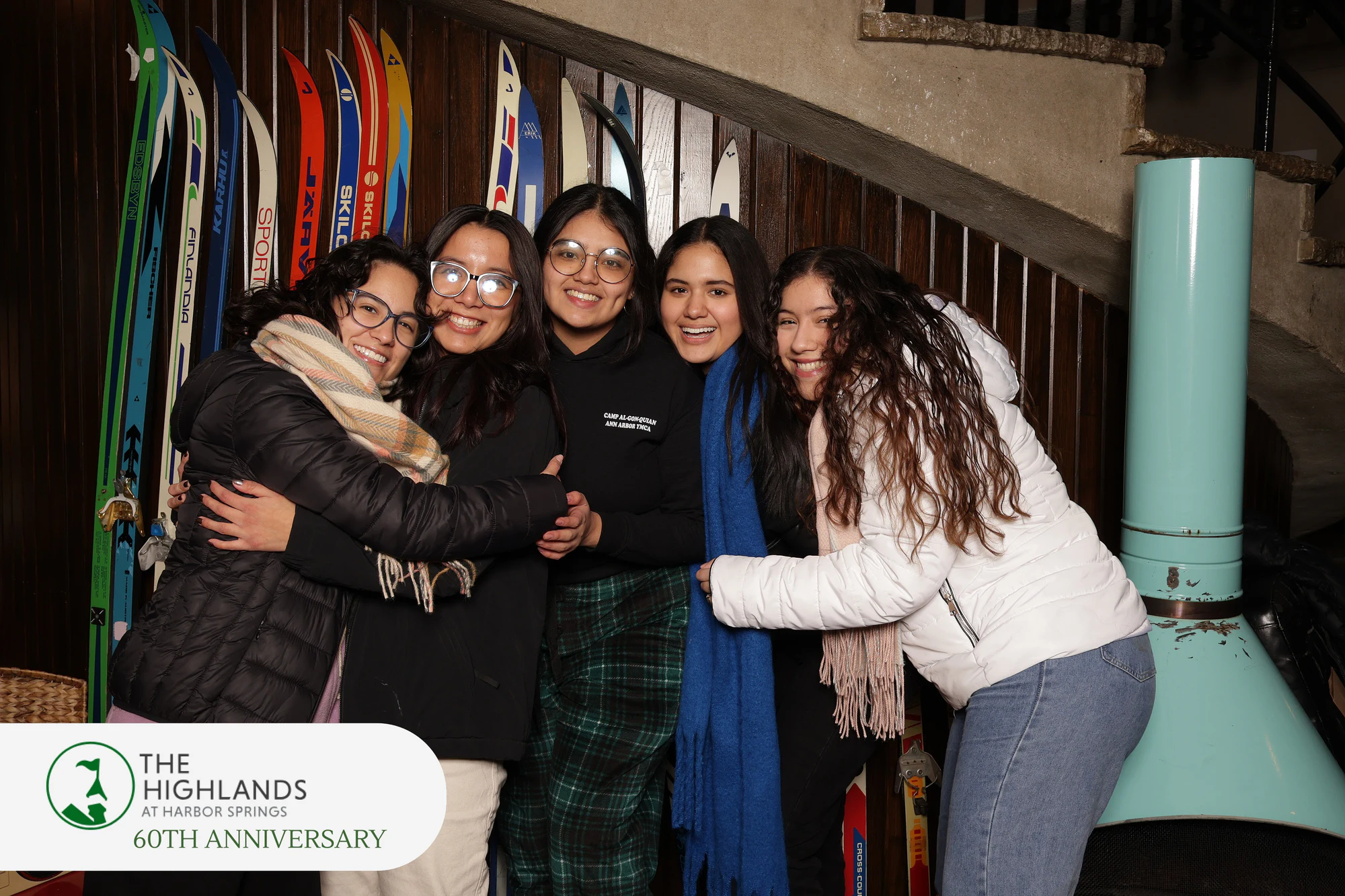 The five friends pulled into one big hug at The Highlands 60th Anniversary